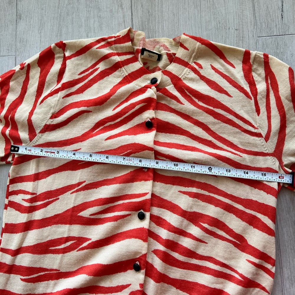J. Crew Orange/Red Zebra Print Cardigan Size S - Picture 7 of 8